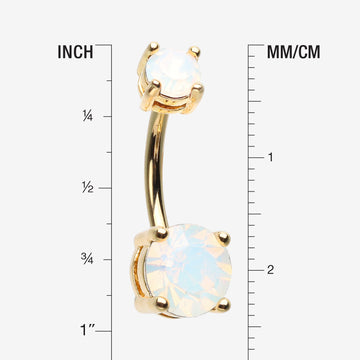 Detail View 1 of Golden Opalite Sparkle Prong Set Belly Button Ring-White